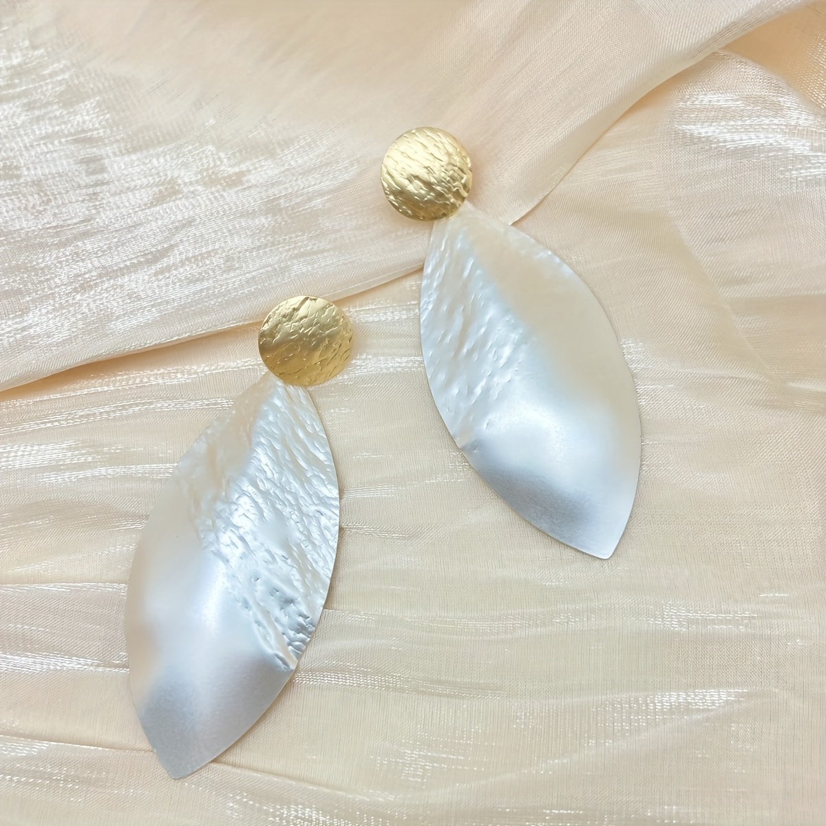 Golden and Silvery Mixed Color Large Pendant Earrings